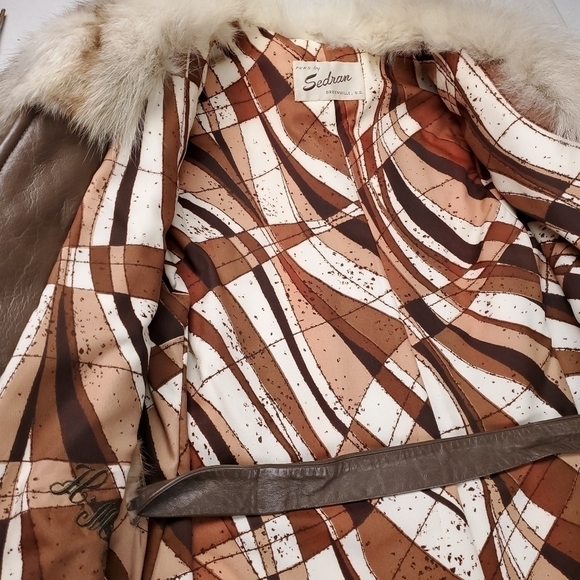Sedran Furs Vintage Mink Leather Belted Fur Coat Combo - Picture 8 of 16